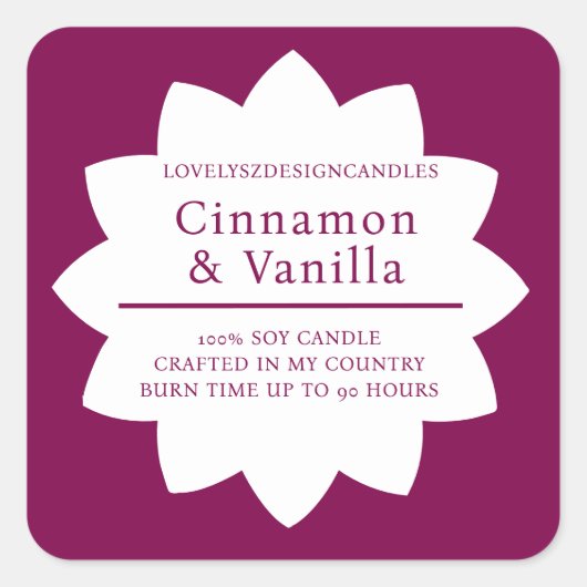 Minimalist Wine Red Candle Product Label スクエアシール (正面)