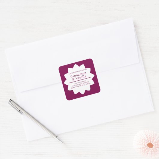 Minimalist Wine Red Candle Product Label スクエアシール (封筒)