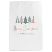 Minimalist Winter Festive Christmas Tree ミディアムペーパーバッグ (正面)