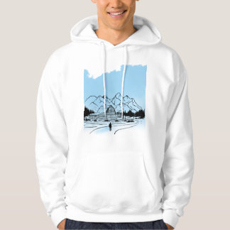 Minimalist Winter Mountain Adventure Hoodie - Snow パーカ