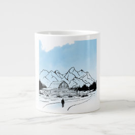 Minimalist Winter Mountain Adventure Jumbo Mug ジャンボコーヒーマグカップ