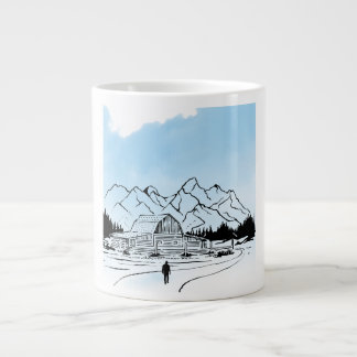 Minimalist Winter Mountain Adventure Jumbo Mug ジャンボコーヒーマグカップ