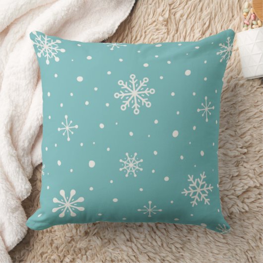 Minimalist Winter Pillow in Turquoise クッション (ブランケット)