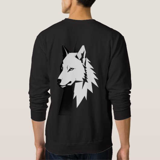 Minimalist Wolf Art Men's Pullover  スウェットシャツ (裏面)