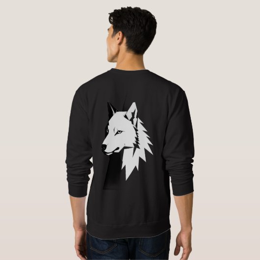 Minimalist Wolf Art Men's Pullover  スウェットシャツ (裏面フル)