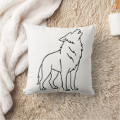 Minimalist Wolf Line Art – Howling Wildlife クッション (ブランケット)