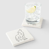 Minimalist Wolf Line Art – Howling Wildlife ストーンコースター (横)