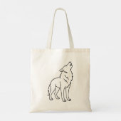 Minimalist Wolf Line Art – Howling Wildlife トートバッグ (裏面)