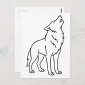Minimalist Wolf Line Art – Howling Wildlife  ポストカード (正面/裏面)