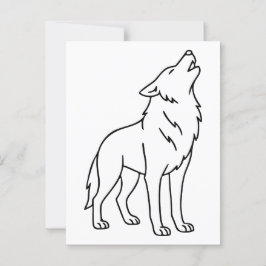 Minimalist Wolf Line Art – Howling Wildlife  ポストカード
