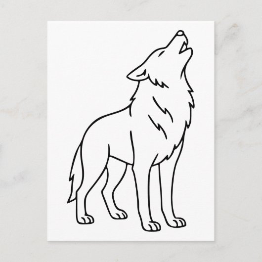 Minimalist Wolf Line Art – Howling Wildlife  ポストカード (正面)