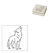 Minimalist Wolf Line Art – Howling Wildlife  ラバースタンプ (押印)
