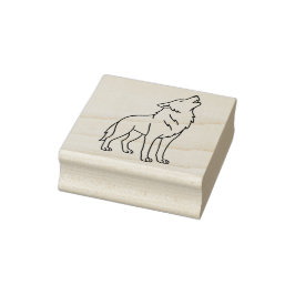 Minimalist Wolf Line Art – Howling Wildlife  ラバースタンプ