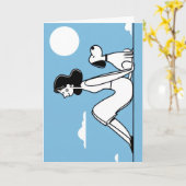 Minimalist Woman and Dog Illustration カード (黄色い花)