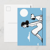 Minimalist Woman and Dog Illustration ポストカード (正面/裏面)