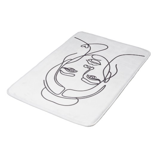 Minimalist Woman Face Line Art Bath Mat バスマット (アングル)