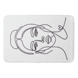 Minimalist Woman Face Line Art Bath Mat バスマット