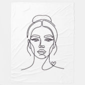 Minimalist Woman Face Line Art Fleece Blanket フリースブランケット (正面)
