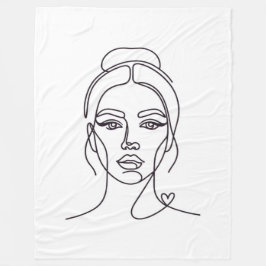 Minimalist Woman Face Line Art Fleece Blanket フリースブランケット