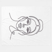 Minimalist Woman Face Line Art Fleece Blanket フリースブランケット (正面(横))