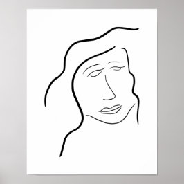 Minimalist Woman Face Sketch for Gallery Wall ポスター