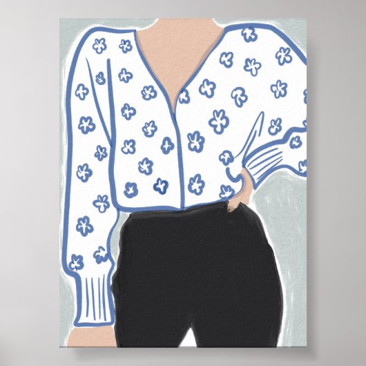 Minimalist Woman in Floral ポスター (正面)