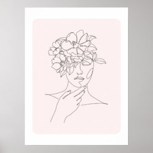 Minimalist Woman line Art ポスター