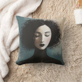 Minimalist Woman Portrait Canvas Print クッション (ブランケット)