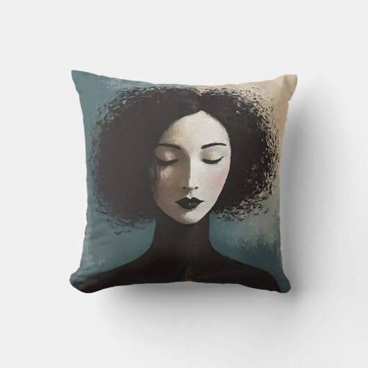 Minimalist Woman Portrait Canvas Print クッション (正面)