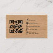 Minimalist Wood Photo with QR Code Social Media 名刺 (裏面)