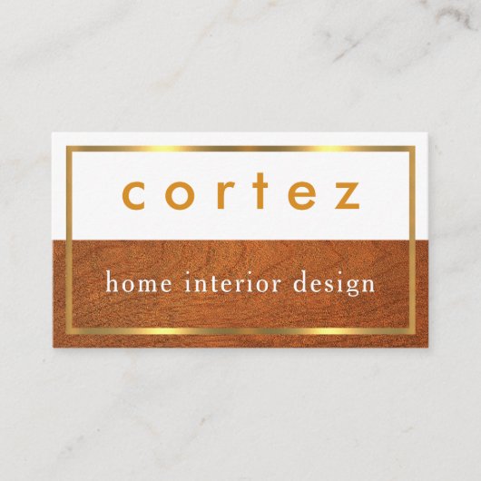 Minimalist Wood Timber Gold Frame 名刺 (正面)