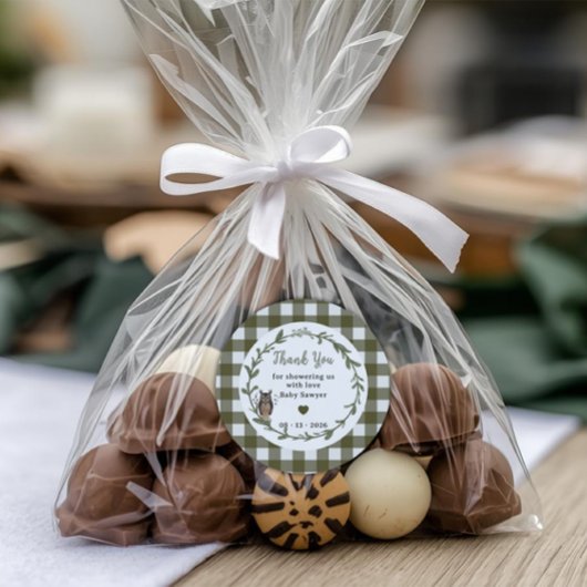 Minimalist woodland baby shower Favor sticker ラウンドシール