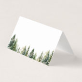 Minimalist woodland pine trees wedding Place cards (正面)