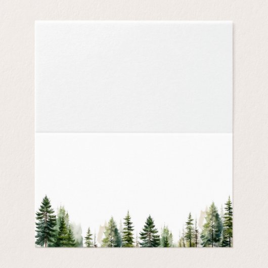 Minimalist woodland pine trees wedding Place cards (外部フラット)