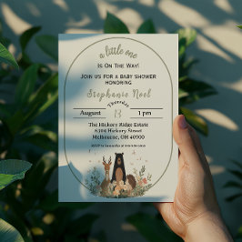 Minimalist Woodland Theme Baby Shower Invitation 招待状