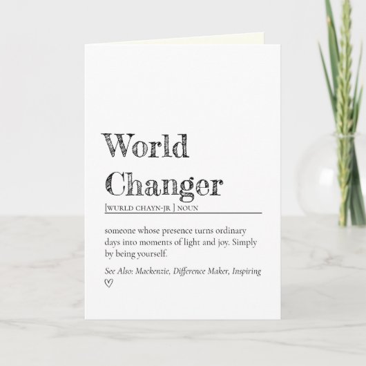 Minimalist World Changer Inspirational Definition カード (正面)