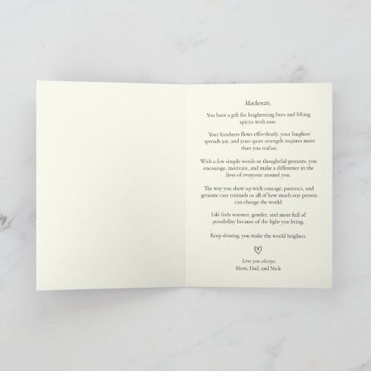 Minimalist World Changer Inspirational Definition カード (内部)