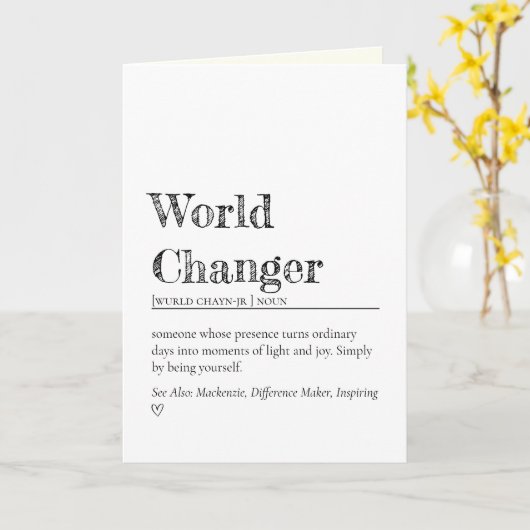 Minimalist World Changer Inspirational Definition カード (黄色い花)