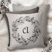 Minimalist Wreath Botanical Letter A Monogram クッション