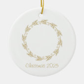 Minimalist Wreath Outline Simple Christmas 2025 セラミックオーナメント (正面)