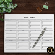 Minimalist Yearly Checklist Notepad