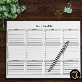 Minimalist Yearly Checklist Notepad ノートパッド