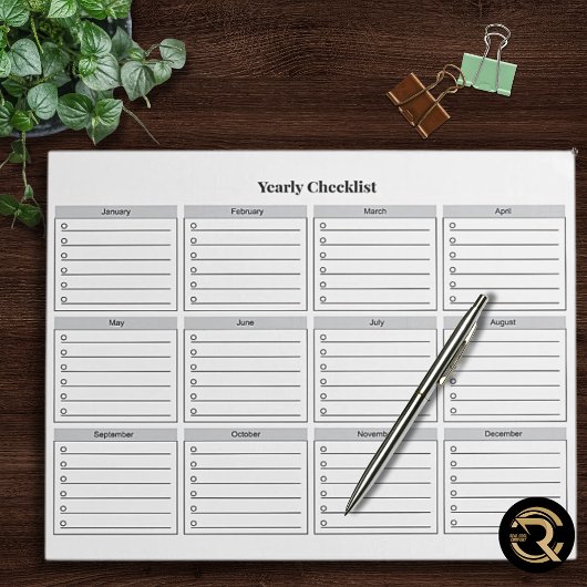Minimalist Yearly Checklist Notepad ノートパッド
