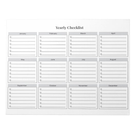 Minimalist Yearly Checklist Notepad ノートパッド (正面)