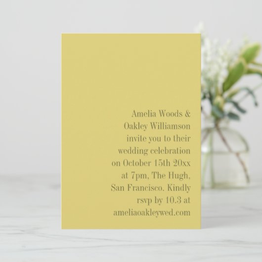 Minimalist Yellow Elegant Stylish Modern Wedding 招待状 (スタンド正面)