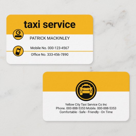 Minimalist Yellow Layer Taxi Lines 名刺 (正面/裏面)