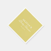 Minimalist Yellow Retro Script Baby Shower Custom スタンダードカクテルナプキン (角)