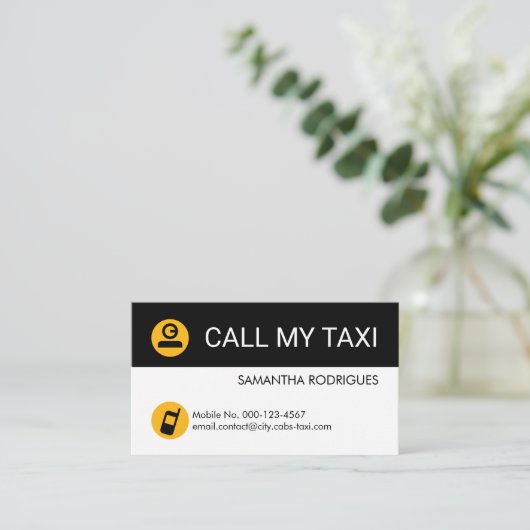 Minimalist Yellow Taxi Cab Driver 名刺 (スタンド正面)