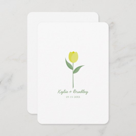 Minimalist Yellow Tulip 招待状 (正面/裏面)