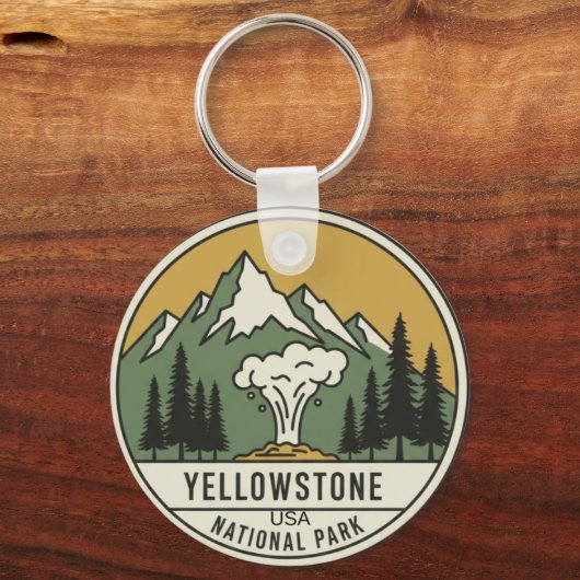 Minimalist Yellowstone National Park Keychain - Cu キーホルダー (裏面)